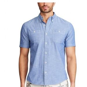 Chaps Men’s Classic-Fit Go Untucked Chambray Blue Size M, Perfect Condition